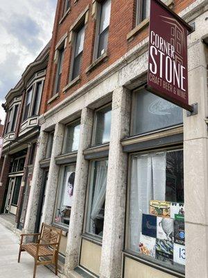 Windows and bench. 63 Parsons Ave. The Beauty Box Organic Salon & Spa.