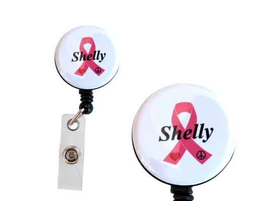 New Customized Pink Breast Cancer Ribbon Badge Reel Retractable ID Badge Holder Now @ SIZZLE CITY Shop - Come Visit Us Today!...