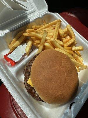 Double meat/cheese Burger + fries