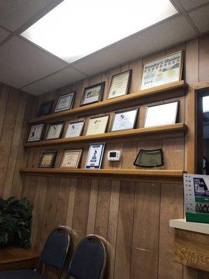 A lot of awards and certifications.