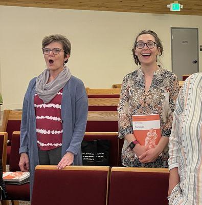 Boulder Chamber Chorale Sopranos practice for their upcoming Messiah Performance