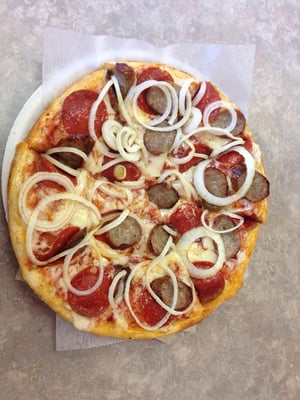 Pepperoni onions and sausage