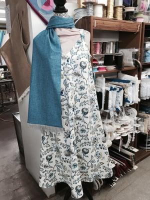 A dress done for Linda out of newly arrived fabrics. Plus a matching scarf for those chilly evenings.