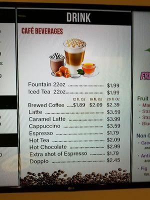 New drink prices