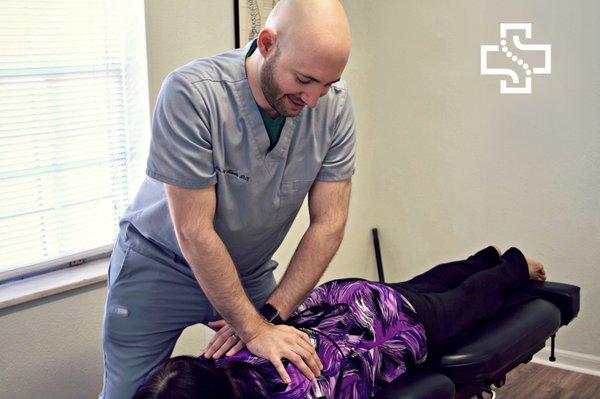 Dr. Koser adjusts the spine using traditional chiropractic manipulations but also can utilize instruments and spinal decompression.