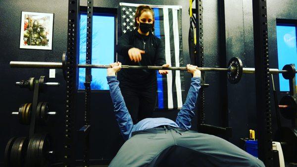 Bench press during a personal training session