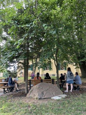 The learning continues on the grounds of the Harriet Beecher Stowe House with our outdoor exhibit and Outdoor Classroom and picnic area.