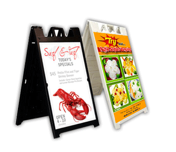 The Signicade Deluxe A-Frame is an easy to transport double sided plastic sign stand.