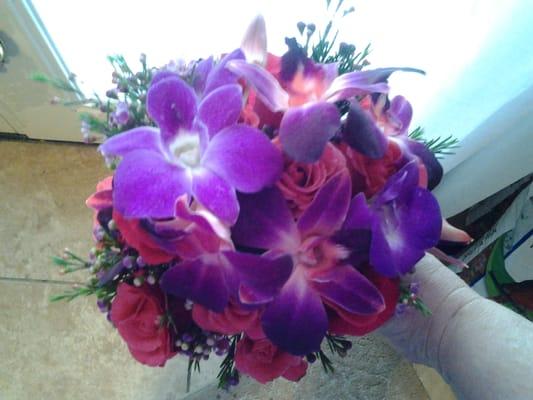 Orchid bouquet for wedding, designed by Rita