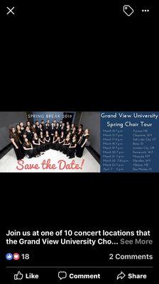 Choir concert dates.