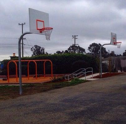 The basketball hoops have all been replaced