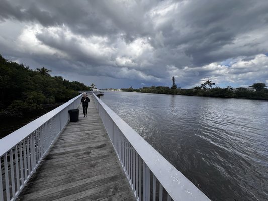 Watch the vessel, zoom as you walk on the boardwalk that is along the ICW