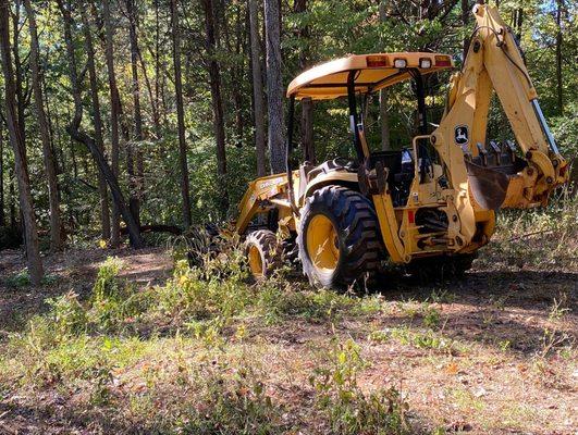 Tree removal job, and our John Deer 110 taking a well needed break!