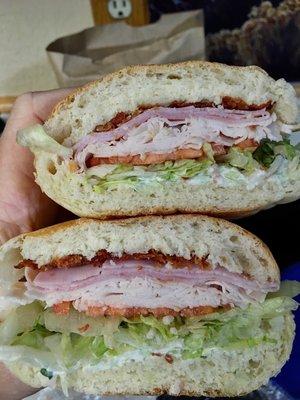 My The Club sub. Generous portions of turkey, ham and bacon. Yummy!