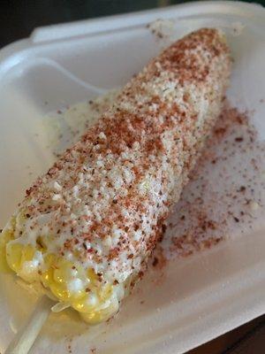 Street corn, with Mayo, cheese, and chili powder