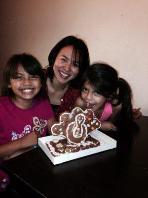 Making gingerbread turkeys with my little and her sis.