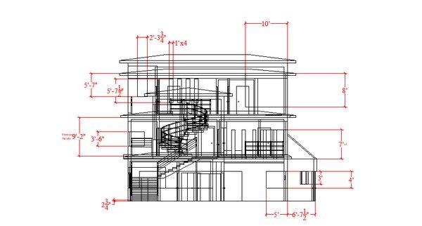 2D Wireframe of Side Elevation View of our Modern Mansion Design