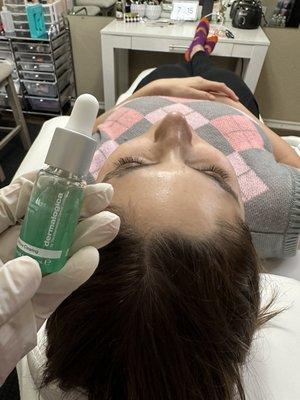 Dermalogica products being used on clients