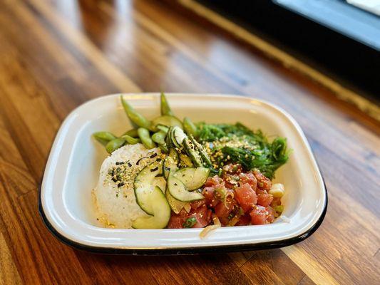 Ahi poke bowl with medium spice - actual perfection and SO generous with the amount of poke