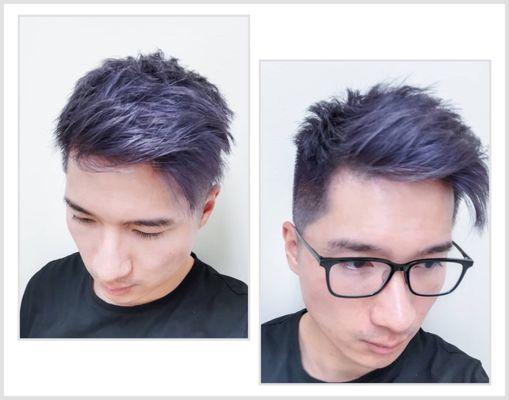 Men's silver lavender purple hair color @StylistZhen