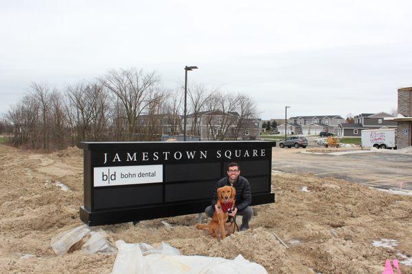 Dr. Bohn and MJ in front of Jamestown Square