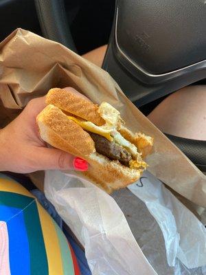 Sausage egg & cheese breakfast sandwhich