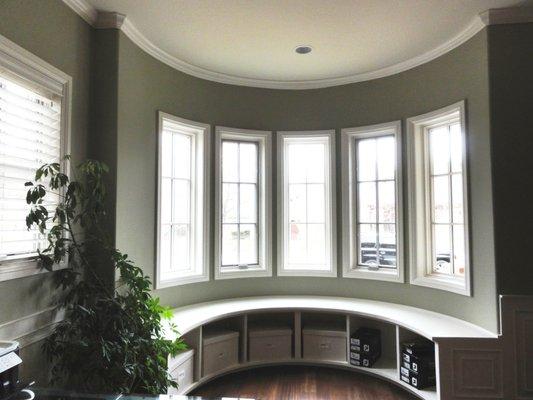 Custom window seat and crown molding