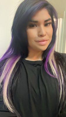 Purple hair extensions & ivory extensions