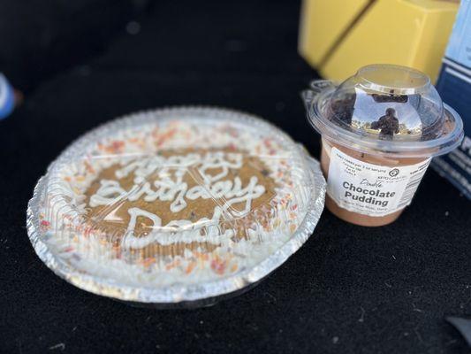 Fresh Baked Cookie Cake and Fresh Made Double Chocolate Pudding