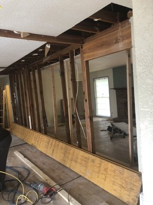 Preparing to remove bearing wall