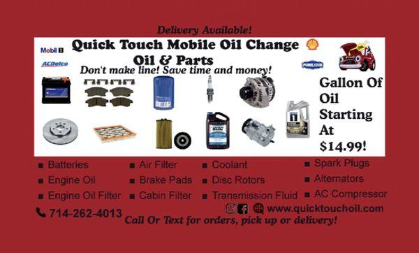 Now offering auto parts! Available for delivery or pickup!