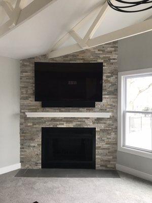 After Troy did his magic - mantel, tv, and soundbar mounted beautifully!