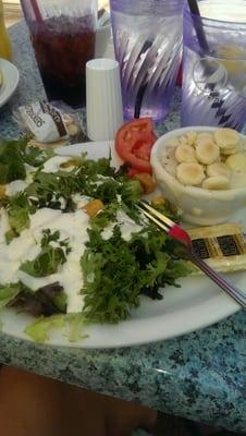 Salad and seafood chowder!