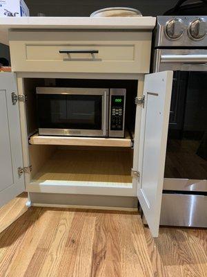 Custom microwave pullout drawer