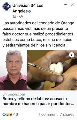 fuisteis victima de este doctor .. no te quedes callada denuncia ... Quizás te inyecto silicona líquida clandestina ..