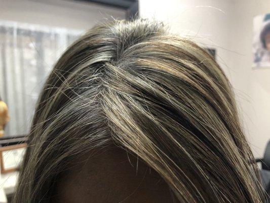 Hilights to blend gray hair