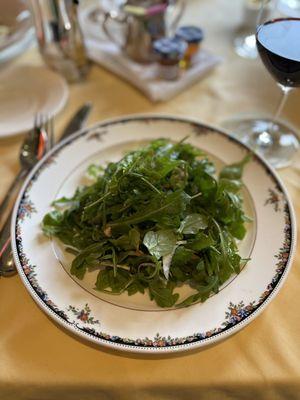 Arugula salad. Very sad & not fresh