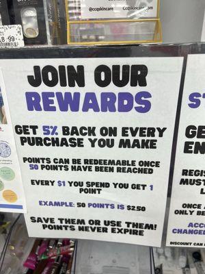 5% back on every purchase rewards program