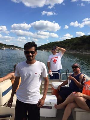 Pontoon boat at Devils Cove..Lake Travis