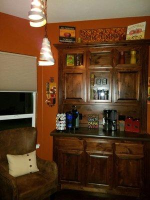 My coffee bar! Love this sitting area!