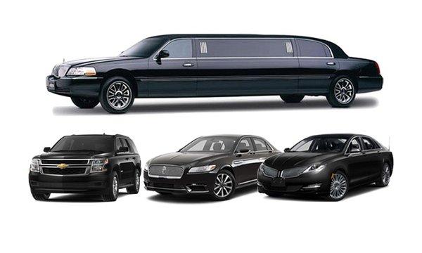 Late model SUVs sedans vans buses