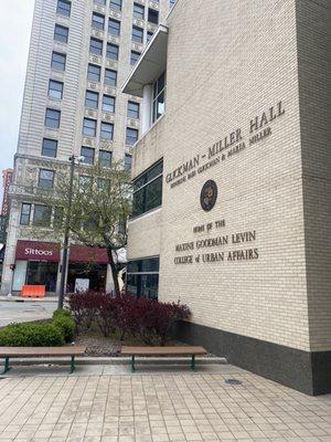 On 25/04/2023 -- Outside the Maxine Goodman Levin College of Urban Affairs at Cleveland State University