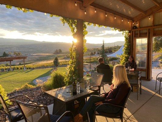 Enjoy vino and views from our covered patio!