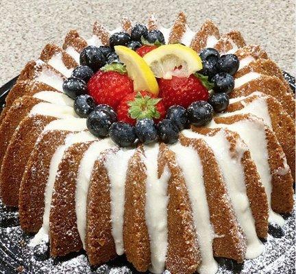 Lemon Cream Cheese Pound cake with Fresh fruit added