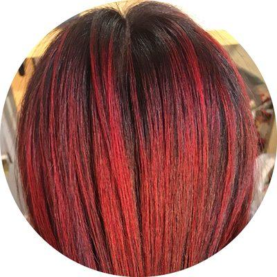 Vivid red balayage