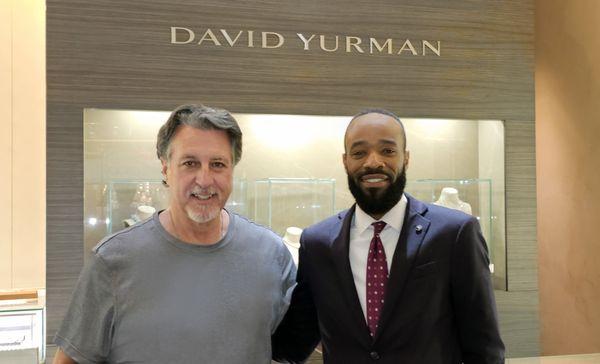 ROSARIO S. CASSATA AND BRAND AMABASSADOR JAHMAI BUCHANAN AT DAVID YURMAN IN THE GARDENS MALL IN PALM BEACH FLORIDA.