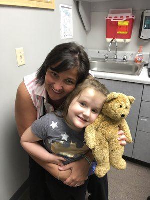 Nurse Joanie Cacciola and our daughter Payton at a recent visit