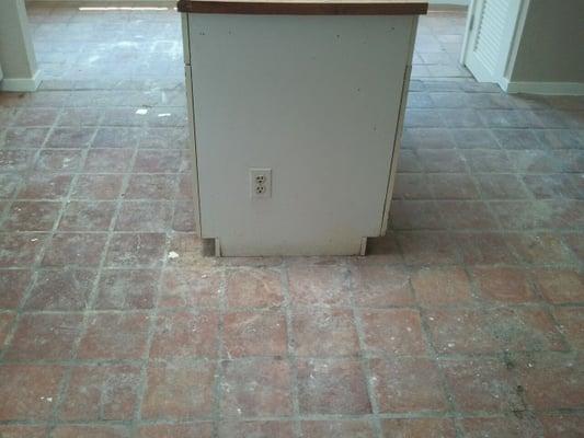 Saltillo Tile Before Cleaning