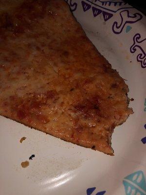 Clearly microwaved Cheese Pizza