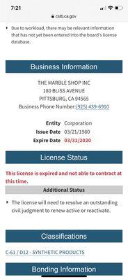 Proof of expired license